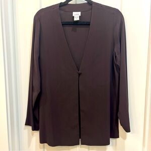 Eileen‎ Fisher One Button Open Blouse 100% Silk Purple Size M Long Sleeve EUC